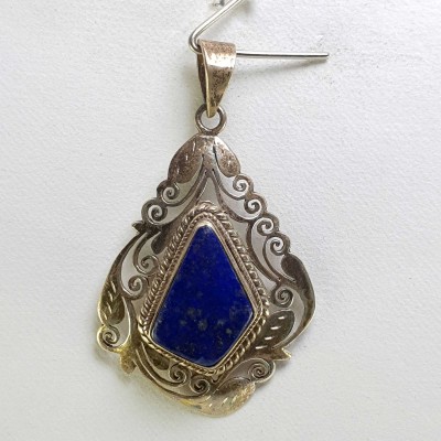 Sterling Silver Lapis Lazuli Pendant, [handmade]