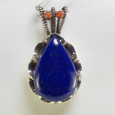 Sterling Silver Lapis Lazuli Pendant, [handmade]