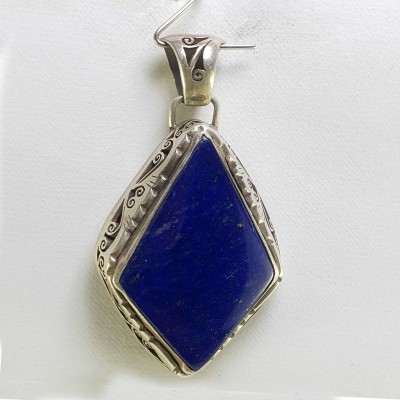 Sterling Silver Lapis Lazuli Pendant, [handmade]