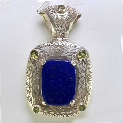 Sterling Silver Lapis Lazuli Pendant, [handmade]