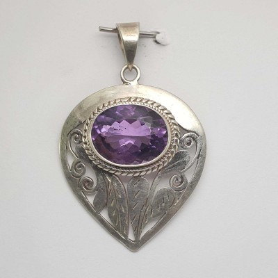 Amethyst Silver Pendant