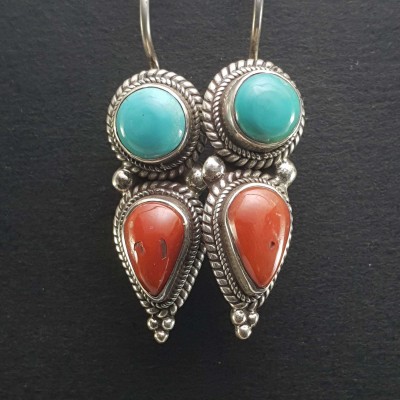 Old Tibetan Turquoise Earrings [pair]