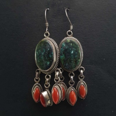 Old Tibetan Turquoise Earrings [pair]