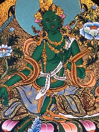 Tibetan Thangka Of Green Tara