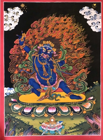 Tibetan Thangka Of Vajrapani [chana Dorje]