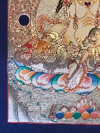 Tibetan Thangka Of Yellow Jambhala