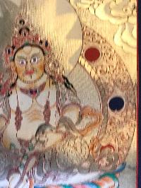 Tibetan Thangka Of Yellow Jambhala