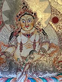 Tibetan Thangka Of Yellow Jambhala