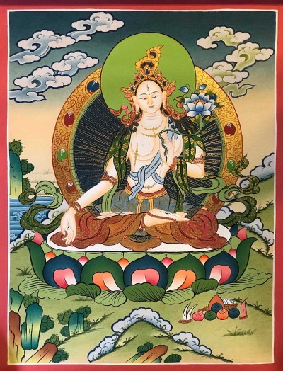Tibetan Thangka Of White Tara