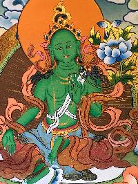 Tibetan Thangka Of Green Tara