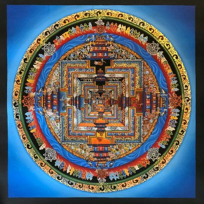 Tibetan Thangka Of Kalachakra Mandala, [blue]