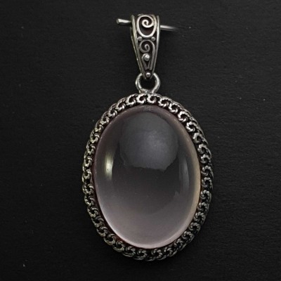 Rose Quartz Silver Pendant