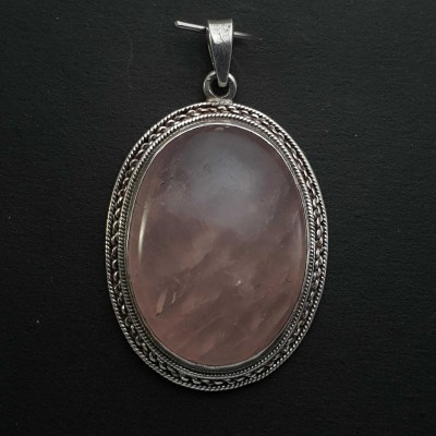 Rose Quartz Silver Pendant