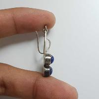 Nepali Handmade Silver Earring [lapis]
