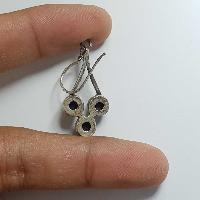 Nepali Handmade Silver Earring [lapis]