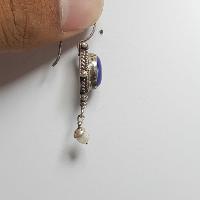 Nepali Handmade Silver Earring [lapis]