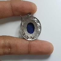 Nepali Handmade Silver Earring [lapis]