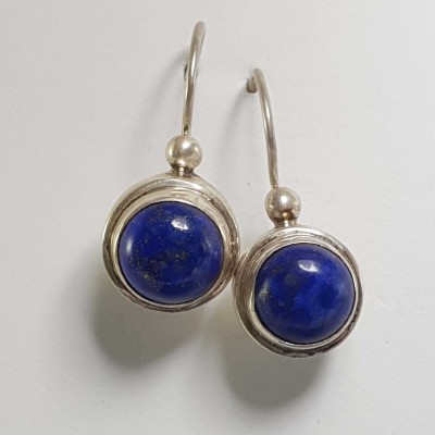 Nepali Handmade Silver Earring [lapis]