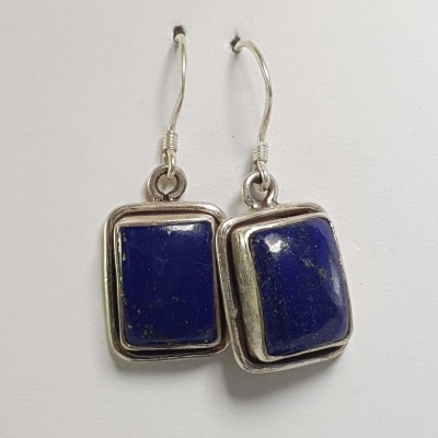 Nepali Handmade Silver Earring [lapis]