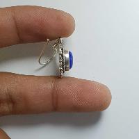 Nepali Handmade Silver Earring [lapis]