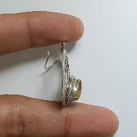 Silver Earring With [tiger Eye Stone]