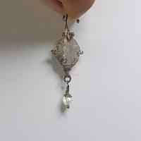 Silver Earring With [tiger Eye Stone]