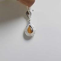 Silver Earring With [tiger Eye Stone]