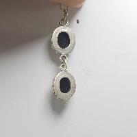 Silver Earrings With [real Onyx Stone]