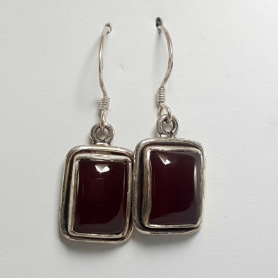 Silver Earrings With [real Onyx Stone]