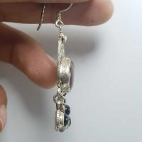Silver Earrings With [real Onyx Stone]