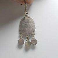 Silver Earrings With [real Onyx Stone]