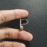 Silver Earrings With [real Coral Stone]