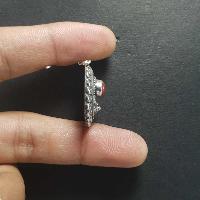 Silver Earrings With [real Coral Stone]
