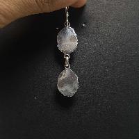 Silver Earrings With [real Coral Stone]