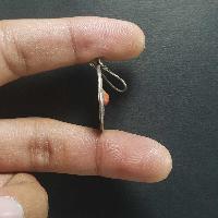 Silver Earrings With [real Coral Stone]