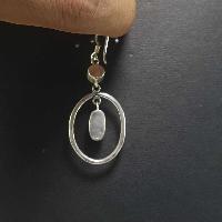 Silver Earrings With [real Coral Stone]