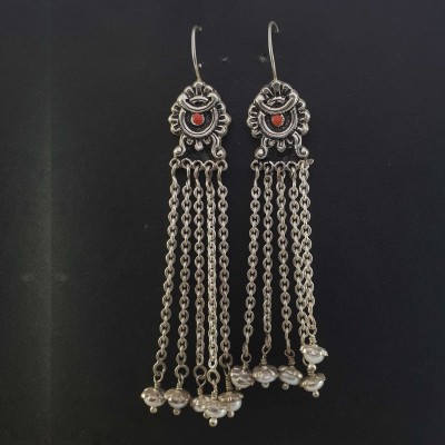 Silver Earrings With [real Old Tibetan Turquoise]