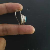 Silver Earrings With [real Old Tibetan Turquoise]