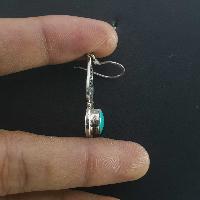 Silver Earrings With [real Old Tibetan Turquoise]
