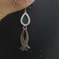 Silver Earrings With [real Old Tibetan Turquoise]