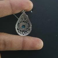 Silver Earrings With [real Old Tibetan Turquoise]