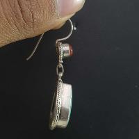 Silver Earrings With [real Old Tibetan Turquoise]