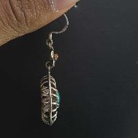 Silver Earrings With [real Old Tibetan Turquoise]