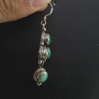 Silver Earrings With [real Old Tibetan Turquoise]