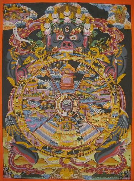 Tibetan Thangka Of Wheel Of Life