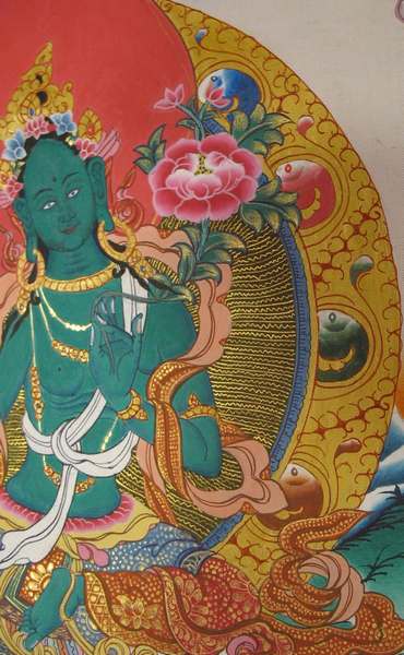 Tibetan Thangka Of Green Tara