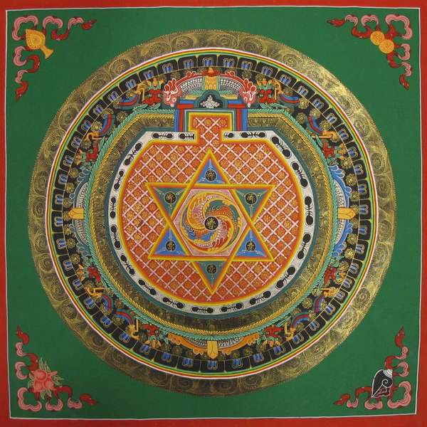 Tibetan Thangka Of Round Mandala