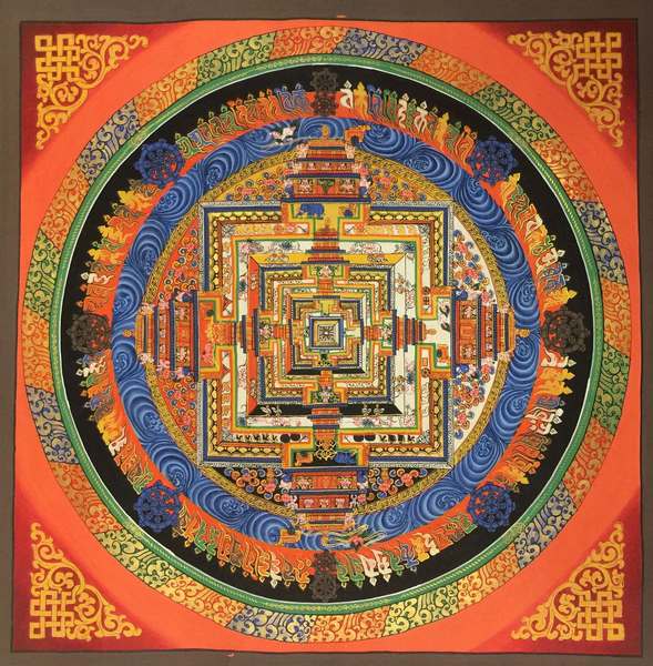 Tibetan Thangka Of Kalachakra Mandala