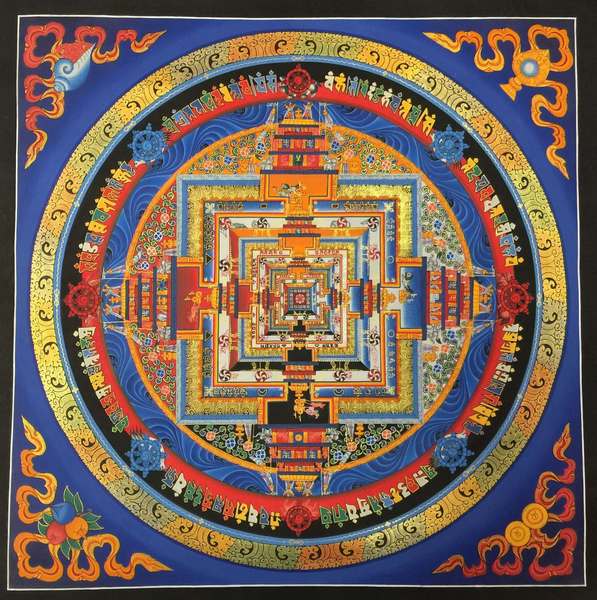 Tibetan Thangka Of Medium Large Kalachakra, [24k Real Gold]