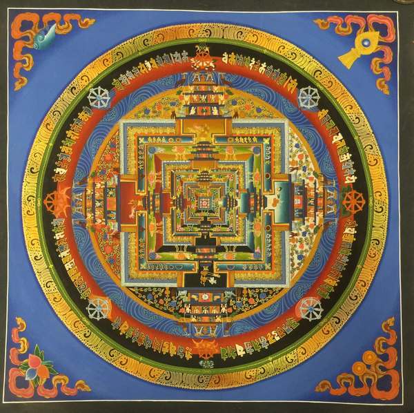 Tibetan Thangka Of Large Kalachakra, [24k Real Gold]